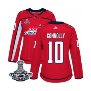 Women Adidas Washington Capitals #10 Brett Connolly Authentic Red Home 2018 Stanley Cup Final Champions NHL Jersey