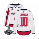 Women Adidas Washington Capitals #10 Brett Connolly Authentic White Away 2018 Stanley Cup Final Champions NHL Jersey