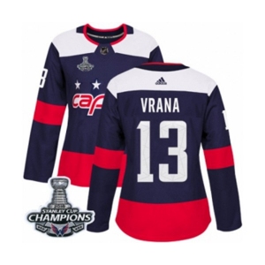 Women Adidas Washington Capitals #13 Jakub Vrana Authentic Navy Blue 2018 Stadium Series 2018 Stanley Cup Final Champions NHL Jersey