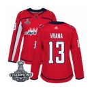 Women Adidas Washington Capitals #13 Jakub Vrana Authentic Red Home 2018 Stanley Cup Final Champions NHL Jersey