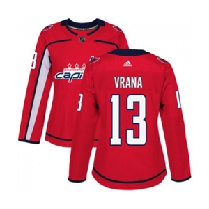Women Adidas Washington Capitals #13 Jakub Vrana Premier Red Home NHL Jersey