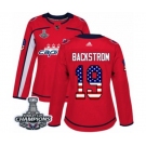 Women Adidas Washington Capitals #19 Nicklas Backstrom Authentic Red USA Flag Fashion 2018 Stanley Cup Final Champions NHL Jersey