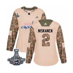 Women Adidas Washington Capitals #2 Matt Niskanen Authentic Camo Veterans Day Practice 2018 Stanley Cup Final Champions NHL Jersey