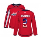 Women Adidas Washington Capitals #2 Matt Niskanen Authentic Red USA Flag Fashion NHL Jersey