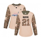 Women Adidas Washington Capitals #21 Dennis Maruk Authentic Camo Veterans Day Practice NHL Jersey