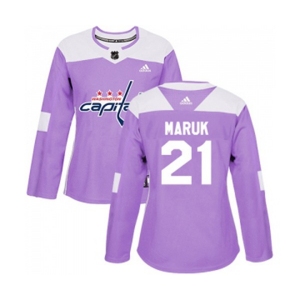 Women Adidas Washington Capitals #21 Dennis Maruk Authentic Purple Fights Cancer Practice NHL Jersey