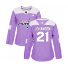 Women Adidas Washington Capitals #21 Lucas Johansen Authentic Purple Fights Cancer Practice NHL Jersey