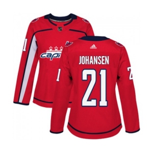 Women Adidas Washington Capitals #21 Lucas Johansen Premier Red Home NHL Jersey