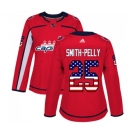 Women Adidas Washington Capitals #25 Devante Smith-Pelly Authentic Red USA Flag Fashion NHL Jersey