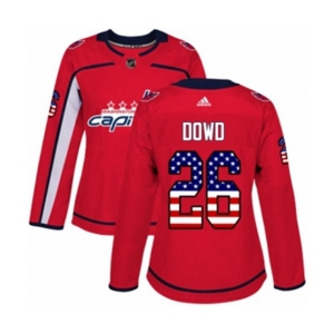 Women Adidas Washington Capitals #26 Nic Dowd Authentic Red USA Flag Fashion NHL Jersey