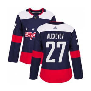 Women Adidas Washington Capitals #27 Alexander Alexeyev Authentic Navy Blue 2018 Stadium Series NHL Jersey