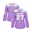 Women Adidas Washington Capitals #27 Alexander Alexeyev Authentic Purple Fights Cancer Practice NHL Jersey