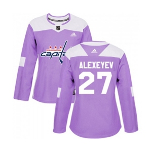 Women Adidas Washington Capitals #27 Alexander Alexeyev Authentic Purple Fights Cancer Practice NHL Jersey