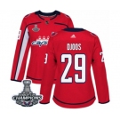 Women Adidas Washington Capitals #29 Christian Djoos Authentic Red Home 2018 Stanley Cup Final Champions NHL Jersey