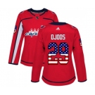 Women Adidas Washington Capitals #29 Christian Djoos Authentic Red USA Flag Fashion NHL Jersey
