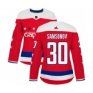 Women Adidas Washington Capitals #30 Ilya Samsonov Premier Red Alternate NHL Jersey
