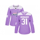 Women Adidas Washington Capitals #31 Philipp Grubauer Purple Authentic Fights Cancer Stitched NHL Jersey