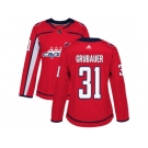 Women Adidas Washington Capitals #31 Philipp Grubauer Red Home Authentic Stitched NHL Jersey