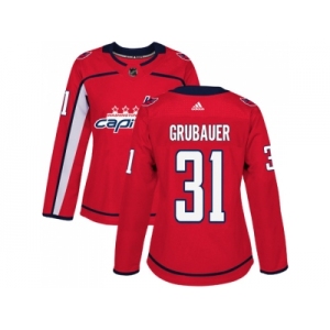 Women Adidas Washington Capitals #31 Philipp Grubauer Red Home Authentic Stitched NHL Jersey