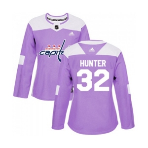 Women Adidas Washington Capitals #32 Dale Hunter Authentic Purple Fights Cancer Practice NHL Jersey