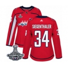Women Adidas Washington Capitals #34 Jonas Siegenthaler Authentic Red Home 2018 Stanley Cup Final Champions NHL Jersey