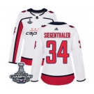 Women Adidas Washington Capitals #34 Jonas Siegenthaler Authentic White Away 2018 Stanley Cup Final Champions NHL Jersey