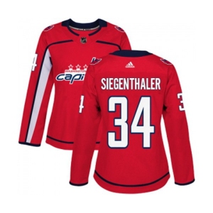 Women Adidas Washington Capitals #34 Jonas Siegenthaler Premier Red Home NHL Jersey
