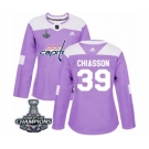 Women Adidas Washington Capitals #39 Alex Chiasson Authentic Purple Fights Cancer Practice 2018 Stanley Cup Final Champions NHL Jersey