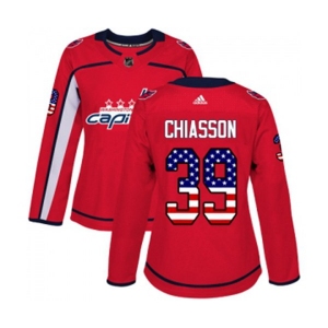 Women Adidas Washington Capitals #39 Alex Chiasson Authentic Red USA Flag Fashion NHL Jersey