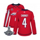 Women Adidas Washington Capitals #4 Taylor Chorney Authentic Red Home 2018 Stanley Cup Final Champions NHL Jersey