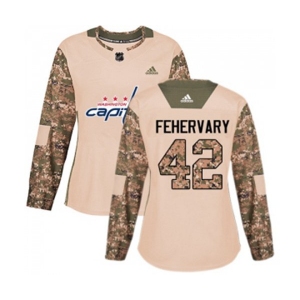 Women Adidas Washington Capitals #42 Martin Fehervary Authentic Camo Veterans Day Practice NHL Jersey