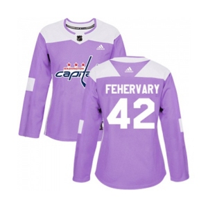 Women Adidas Washington Capitals #42 Martin Fehervary Authentic Purple Fights Cancer Practice NHL Jersey