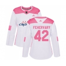 Women Adidas Washington Capitals #42 Martin Fehervary Authentic White Pink Fashion NHL Jersey