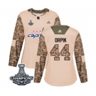 Women Adidas Washington Capitals #44 Brooks Orpik Authentic Camo Veterans Day Practice 2018 Stanley Cup Final Champions NHL Jersey