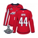 Women Adidas Washington Capitals #44 Brooks Orpik Authentic Red Home 2018 Stanley Cup Final Champions NHL Jersey