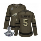 Women Adidas Washington Capitals #5 Rod Langway Authentic Green Salute to Service 2018 Stanley Cup Final Champions NHL Jersey
