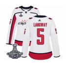 Women Adidas Washington Capitals #5 Rod Langway Authentic White Away 2018 Stanley Cup Final Champions NHL Jersey