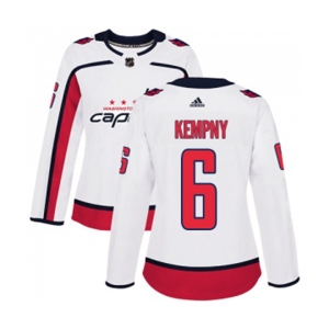 Women Adidas Washington Capitals #6 Michal Kempny Authentic White Away NHL Jersey