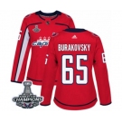 Women Adidas Washington Capitals #65 Andre Burakovsky Authentic Red Home 2018 Stanley Cup Final Champions NHL Jersey