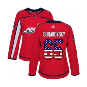 Women Adidas Washington Capitals #65 Andre Burakovsky Authentic Red USA Flag Fashion NHL Jersey