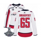 Women Adidas Washington Capitals #65 Andre Burakovsky Authentic White Away 2018 Stanley Cup Final Champions NHL Jersey