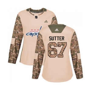 Women Adidas Washington Capitals #67 Riley Sutter Authentic Camo Veterans Day Practice NHL Jersey