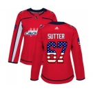 Women Adidas Washington Capitals #67 Riley Sutter Authentic Red USA Flag Fashion NHL Jersey
