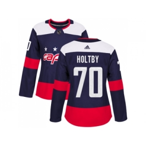Women Adidas Washington Capitals #70 Braden Holtby Navy Authentic 2018 Stadium Series Stitched NHL Jersey