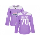 Women Adidas Washington Capitals #70 Braden Holtby Purple Authentic Fights Cancer Stitched NHL Jersey