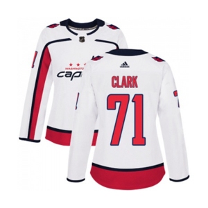 Women Adidas Washington Capitals #71 Kody Clark Authentic White Away NHL Jersey