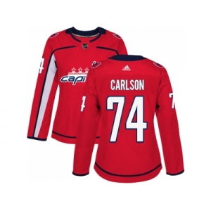 Women Adidas Washington Capitals #74 John Carlson Red Home Authentic Stitched NHL Jersey