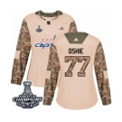 Women Adidas Washington Capitals #77 T.J. Oshie Authentic Camo Veterans Day Practice 2018 Stanley Cup Final Champions NHL Jersey