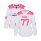 Women Adidas Washington Capitals #77 T.J. Oshie Authentic White Pink Fashion NHL Jersey
