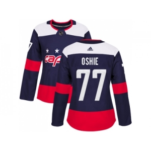 Women Adidas Washington Capitals #77 T.J. Oshie Navy Authentic 2018 Stadium Series Stitched NHL Jersey